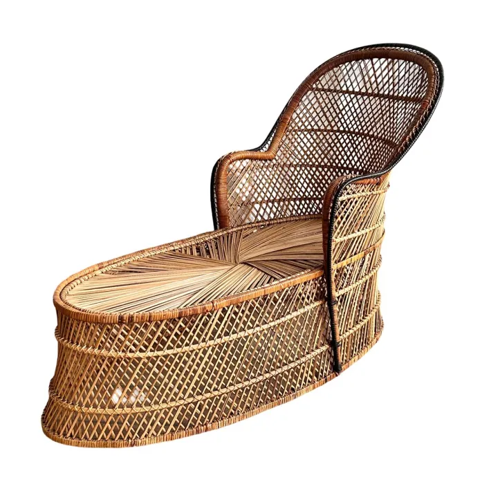 Pamono Vintage Bohemian Wicker Rattan Chaise Lounge, 1970s Online