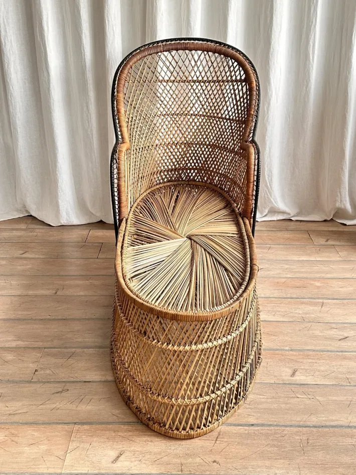Pamono Vintage Bohemian Wicker Rattan Chaise Lounge, 1970s Online