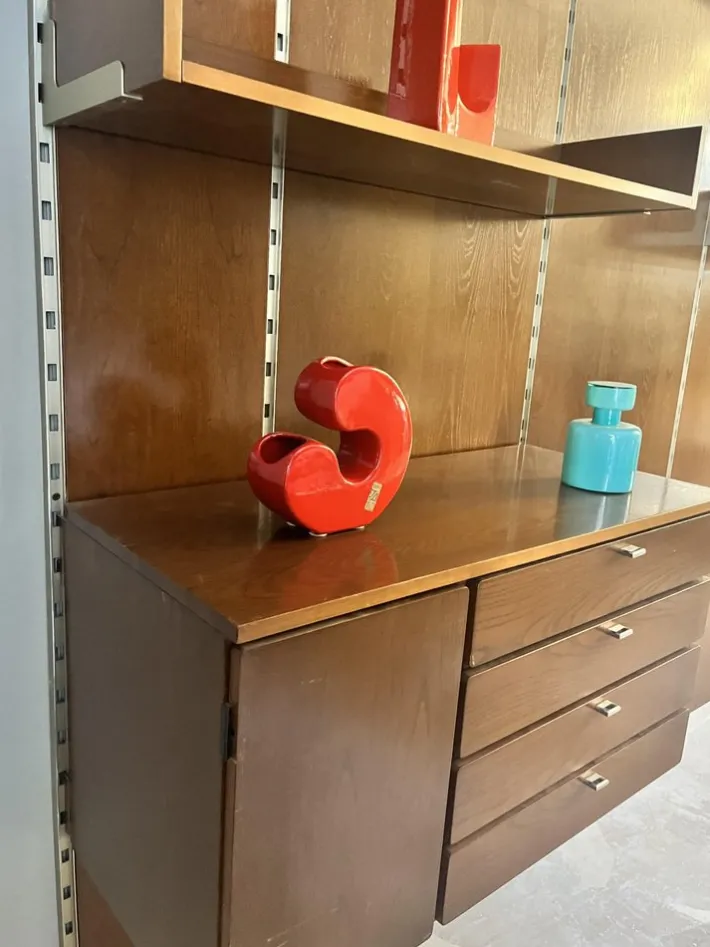 Pamono Vintage Boiserie Wood Bookcase with Shelves and Suspensions Top, 1960s Outlet