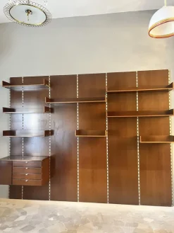 Pamono Vintage Boiserie Wood Bookcase with Shelves and Suspensions Top, 1960s Outlet