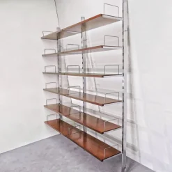 Pamono Vintage Bookcase in Steel and Walnut from Mim Roma, 1970s, Set of 2 Online