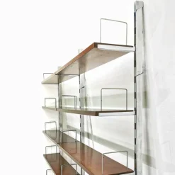 Pamono Vintage Bookcase in Steel and Walnut from Mim Roma, 1970s, Set of 2 Online