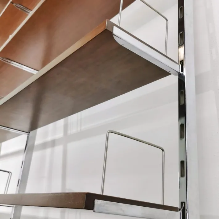 Pamono Vintage Bookcase in Steel and Walnut from Mim Roma, 1970s, Set of 2 Online