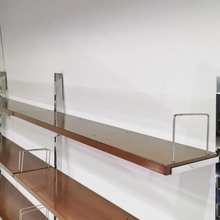 Pamono Vintage Bookcase in Steel and Walnut from Mim Roma, 1970s, Set of 2 Online