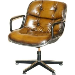 Pamono Vintage Brown Leather Office Chairs attributed to Charles for Pollock Best