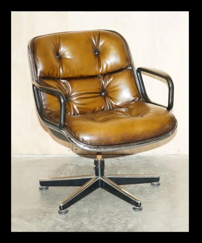 Pamono Vintage Brown Leather Office Chairs attributed to Charles for Pollock Best