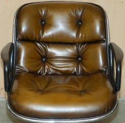 Pamono Vintage Brown Leather Office Chairs attributed to Charles for Pollock Best