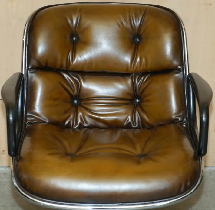Pamono Vintage Brown Leather Office Chairs attributed to Charles for Pollock Best