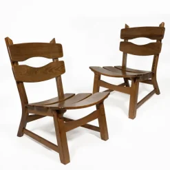 Pamono Vintage Brutalist Oak Fireplace Lounge Chairs & Side Table by Dittmann for Awa, 1960s, Set of 3 Discount