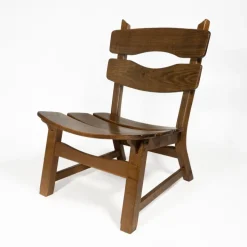 Pamono Vintage Brutalist Oak Fireplace Lounge Chairs & Side Table by Dittmann for Awa, 1960s, Set of 3 Discount