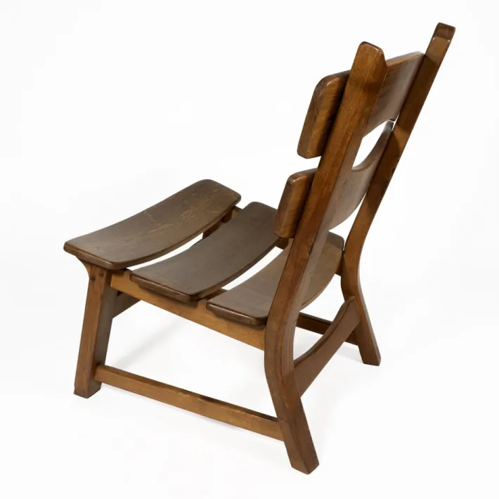 Pamono Vintage Brutalist Oak Fireplace Lounge Chairs & Side Table by Dittmann for Awa, 1960s, Set of 3 Discount