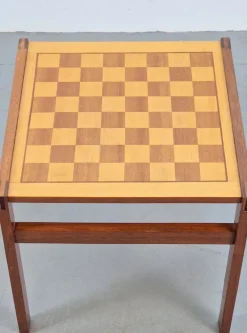 Pamono Vintage Chessboard Side Table and Chess Pieces, 1970s Clearance