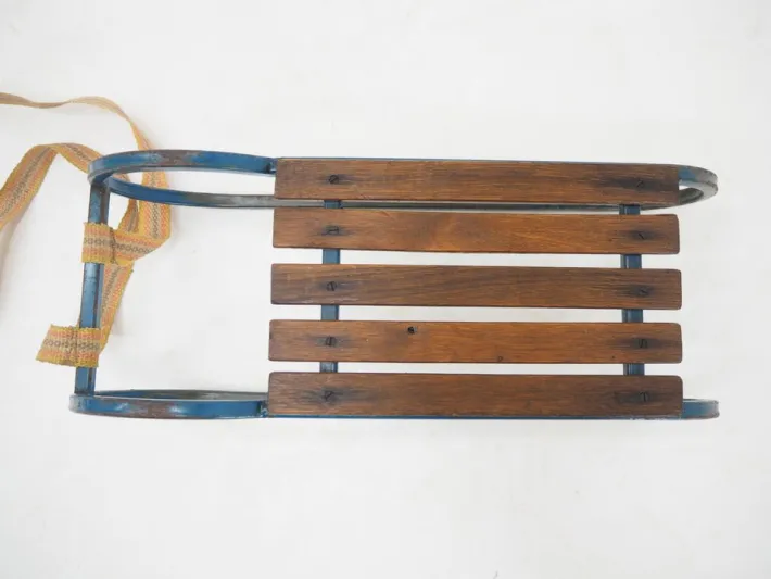 Pamono Vintage Children's Sleigh in Steel and Wood, 1920 Hot