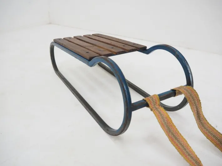 Pamono Vintage Children's Sleigh in Steel and Wood, 1920 Hot