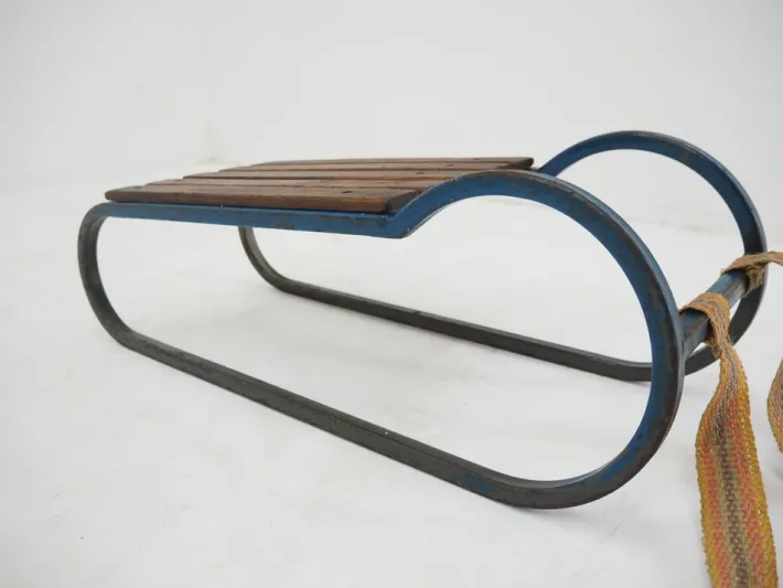 Pamono Vintage Children's Sleigh in Steel and Wood, 1920 Hot