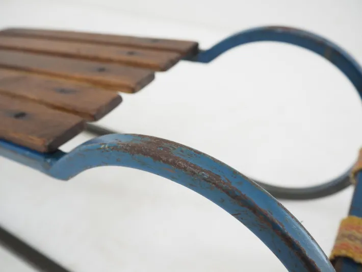 Pamono Vintage Children's Sleigh in Steel and Wood, 1920 Hot