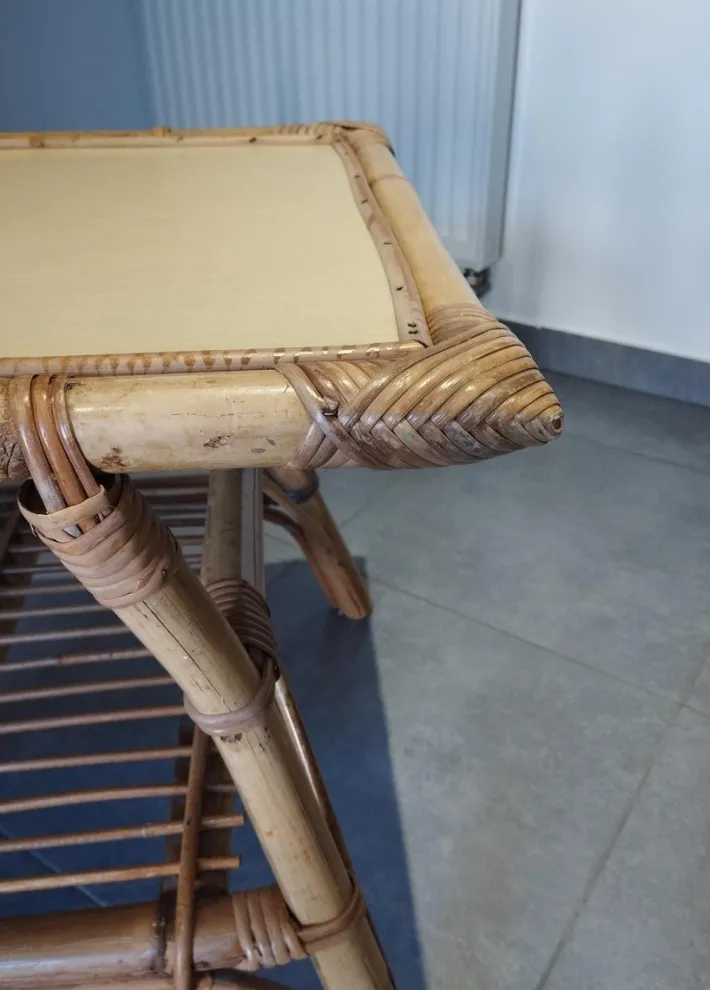 Pamono Vintage Children's Table in Rattan and Bamboo Best