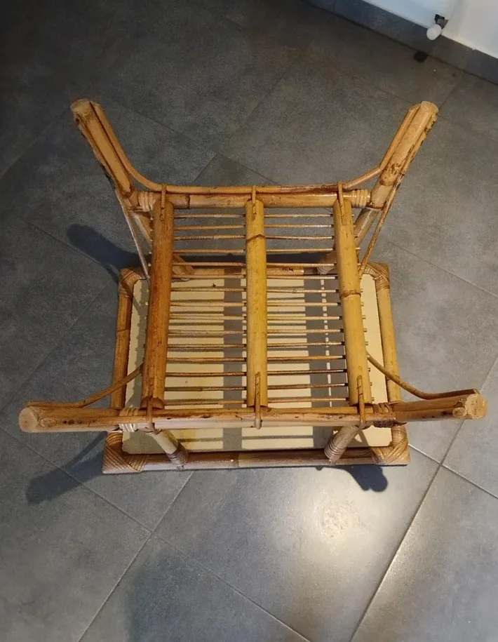 Pamono Vintage Children's Table in Rattan and Bamboo Best