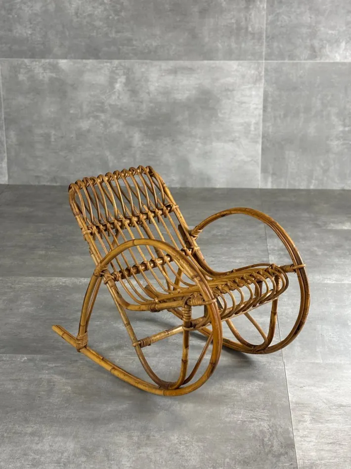 Pamono Vintage Childrens Wicker Rocking Chair, 1960s Hot