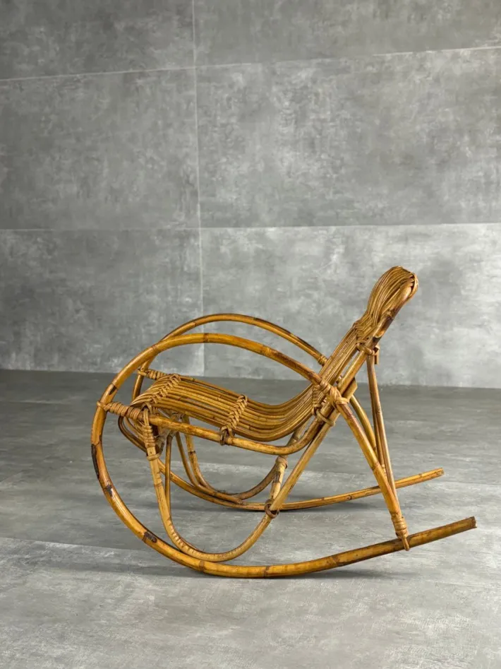 Pamono Vintage Childrens Wicker Rocking Chair, 1960s Hot