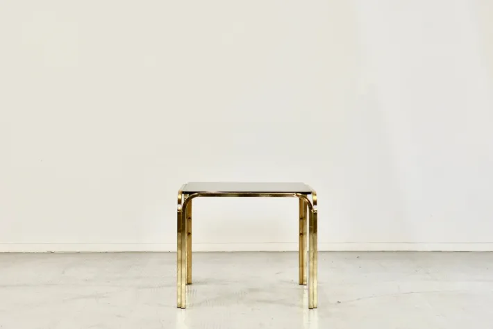 Pamono Vintage Coffee Table in Brass and Smoked Glass, 1960s Best