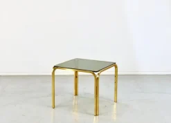 Pamono Vintage Coffee Table in Brass and Smoked Glass, 1960s Best