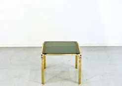 Pamono Vintage Coffee Table in Brass and Smoked Glass, 1960s Best