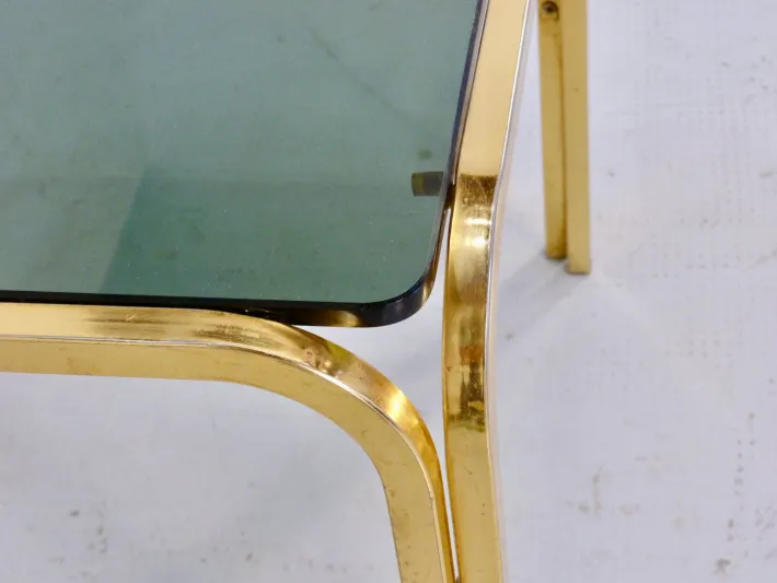Pamono Vintage Coffee Table in Brass and Smoked Glass, 1960s Best