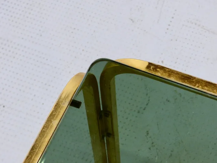 Pamono Vintage Coffee Table in Brass and Smoked Glass, 1960s Best