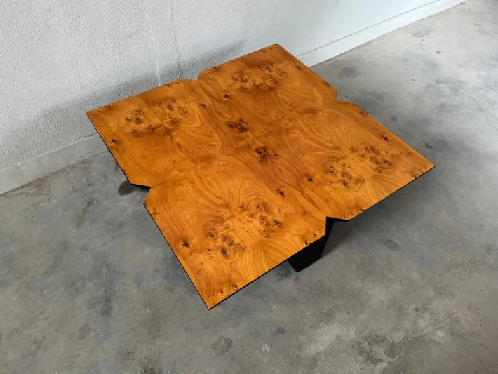 Pamono Vintage Coffee Table in Burl Wood, 1980s