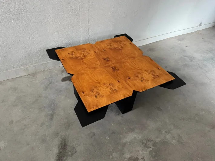Pamono Vintage Coffee Table in Burl Wood, 1980s