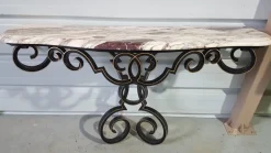 Pamono Vintage Console in Wrought Iron and Marble, 1950 Sale
