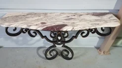 Pamono Vintage Console in Wrought Iron and Marble, 1950 Sale