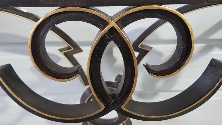 Pamono Vintage Console in Wrought Iron and Marble, 1950 Sale