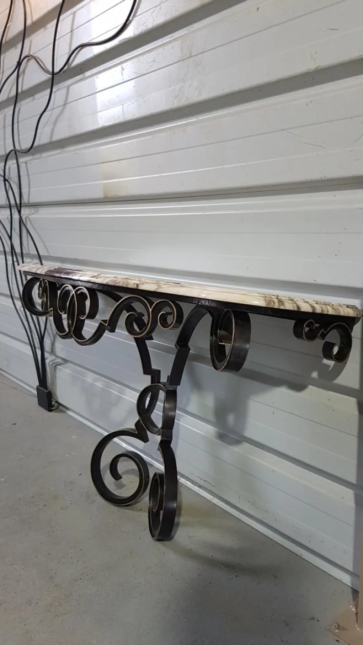 Pamono Vintage Console in Wrought Iron and Marble, 1950 Sale