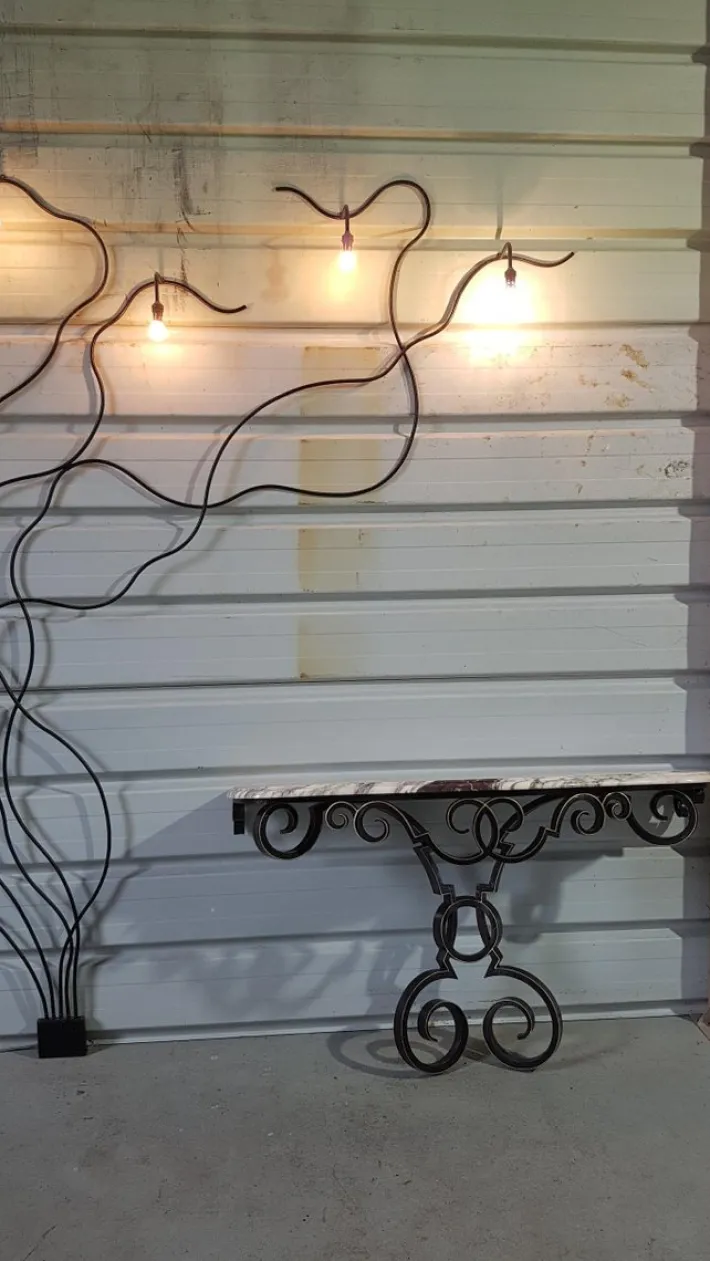 Pamono Vintage Console in Wrought Iron and Marble, 1950 Sale