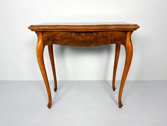 Pamono Vintage Console or Game Table in Mahogany Veneer and Green Felt, 1920s Clearance