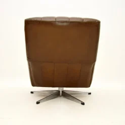 Pamono Vintage Danish Leather and Chrome Swivel Chair, 1960s