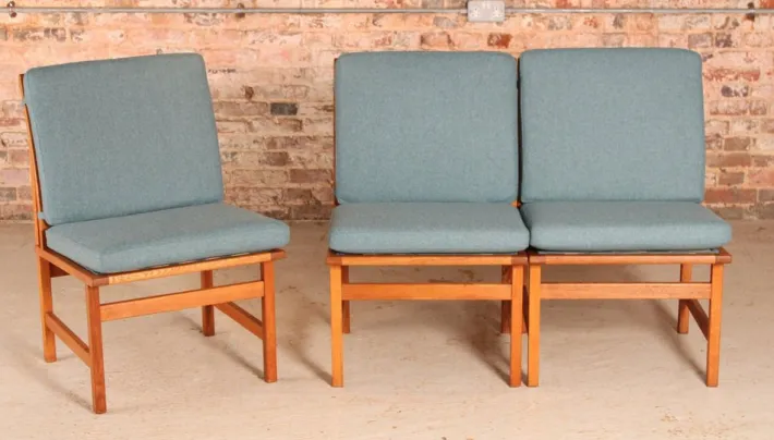 Pamono Vintage Danish Model 3232 Lounge Chairs in Oak by Borge Mogensen for Fredericia Stolefabrik, 1960s, Set of 4