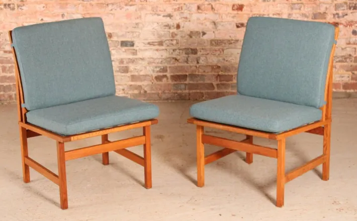 Pamono Vintage Danish Model 3232 Lounge Chairs in Oak by Borge Mogensen for Fredericia Stolefabrik, 1960s, Set of 4