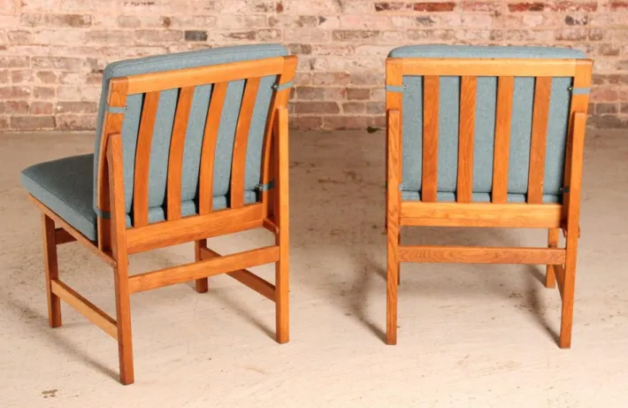 Pamono Vintage Danish Model 3232 Lounge Chairs in Oak by Borge Mogensen for Fredericia Stolefabrik, 1960s, Set of 4