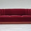 Pamono Vintage Danish 3-Seater Sofa in Cherry-Red Furniture Velour, 1960s