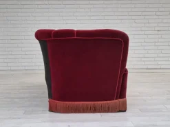Pamono Vintage Danish 3-Seater Sofa in Cherry-Red Furniture Velour, 1960s