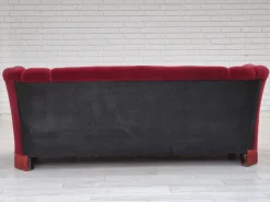 Pamono Vintage Danish 3-Seater Sofa in Cherry-Red Furniture Velour, 1960s