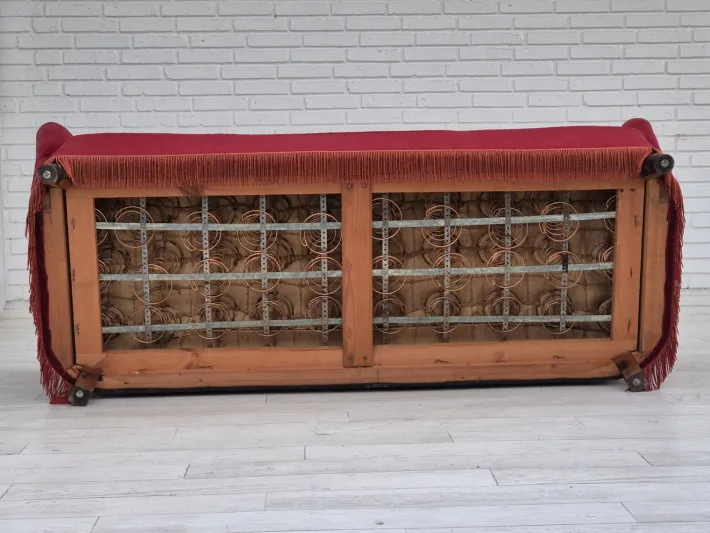 Pamono Vintage Danish 3-Seater Sofa in Cherry-Red Furniture Velour, 1960s