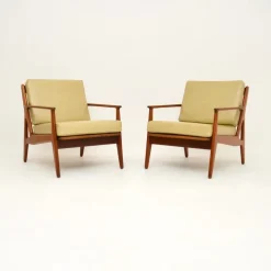 Pamono Vintage Danish Teak and Leather Armchairs attributed to Arne Vodder, 1960s, Set of 2 Clearance