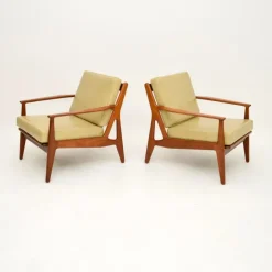 Pamono Vintage Danish Teak and Leather Armchairs attributed to Arne Vodder, 1960s, Set of 2 Clearance