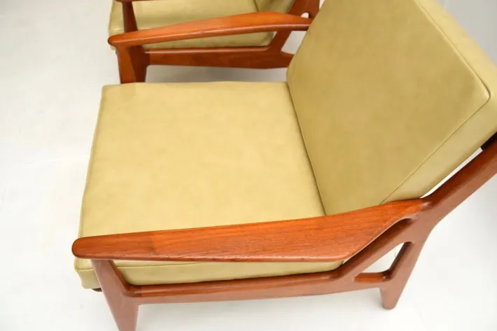 Pamono Vintage Danish Teak and Leather Armchairs attributed to Arne Vodder, 1960s, Set of 2 Clearance