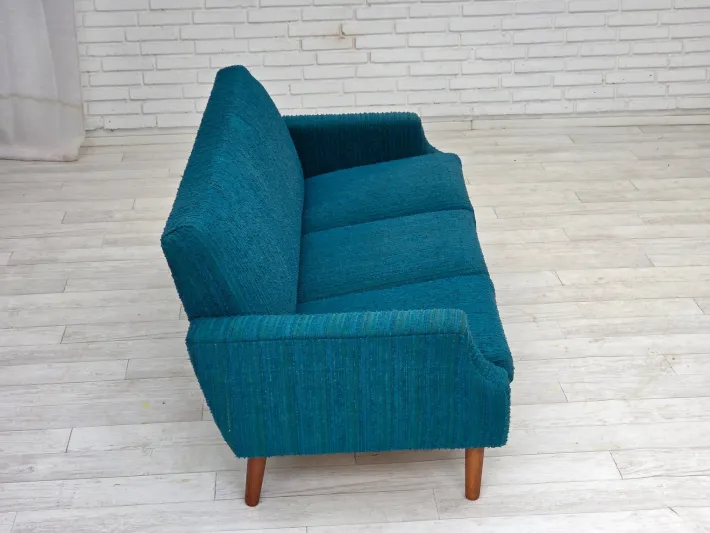 Pamono Vintage Danish Three-Seater Sofa in Wool and Teak, 1970s New