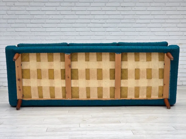 Pamono Vintage Danish Three-Seater Sofa in Wool and Teak, 1970s New